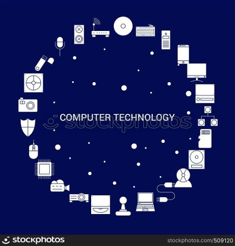 Computer Technology Icon Set. Infographic Vector Template