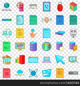 Computer technology icons set. Cartoon style of 36 computer technology vector icons for web for any design. Computer technology icons set, cartoon style