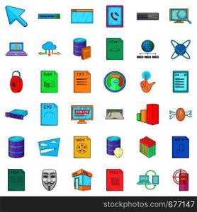 Computer technology icons set. Cartoon style of 36 computer technology vector icons for web isolated on white background. Computer technology icons set, cartoon style