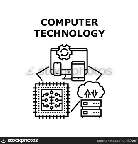 Computer Technology laptop. Screen monitor. Web pc. Notebook desctop. digital modern device technology vector concept black illustration. Computer Technology icon vector illustration
