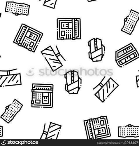 Computer Technology Seamless Pattern Vector Thin Line. Illustrations. Computer Technology Seamless Pattern Vector