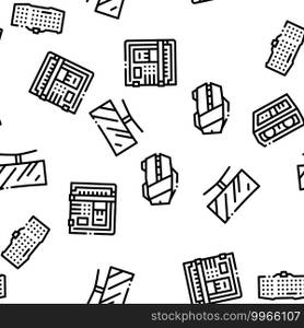 Computer Technology Seamless Pattern Vector Thin Line. Illustrations. Computer Technology Seamless Pattern Vector