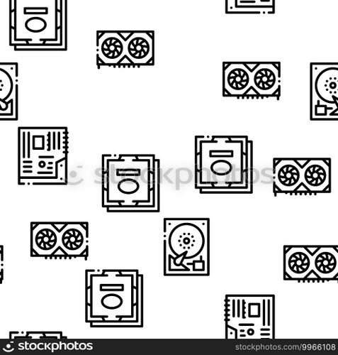 Computer Technology Seamless Pattern Vector Thin Line. Illustrations. Computer Technology Seamless Pattern Vector