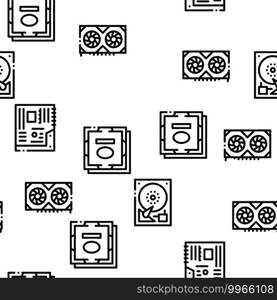 Computer Technology Seamless Pattern Vector Thin Line. Illustrations. Computer Technology Seamless Pattern Vector