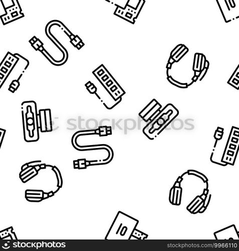 Computer Technology Seamless Pattern Vector Thin Line. Illustrations. Computer Technology Seamless Pattern Vector