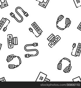 Computer Technology Seamless Pattern Vector Thin Line. Illustrations. Computer Technology Seamless Pattern Vector