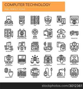 Computer Technology , Thin Line and Pixel Perfect Icons