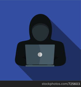 Computer thief icon. Flat illustration of computer thief vector icon for web. Computer thief icon, flat style