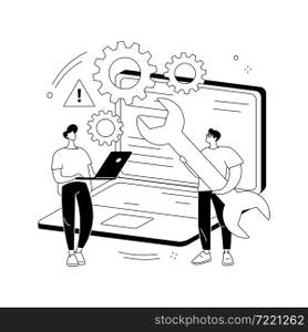 Computer troubleshooting abstract concept vector illustration. Basic fixing problems guide, operating system checking, installing new software, restore data, network issue abstract metaphor.. Computer troubleshooting abstract concept vector illustration.