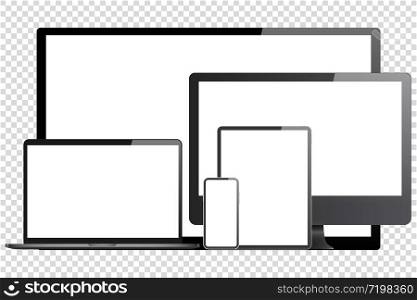 Computer tv laptop mobile device set vector illustration