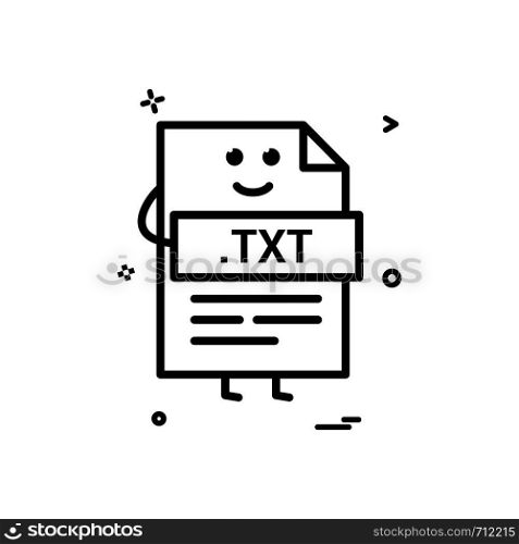Computer txt file format type icon vector design