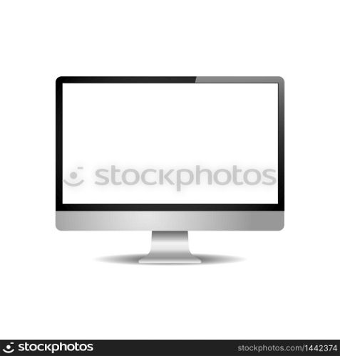 Computer vector realistic display monitor illustration, modern trendy led pc isolated