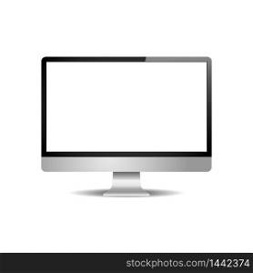 Computer vector realistic display monitor illustration, modern trendy led pc isolated