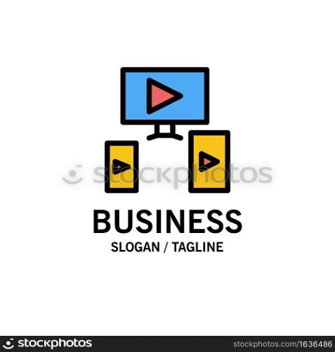 Computer, Video, Design Business Logo Template. Flat Color