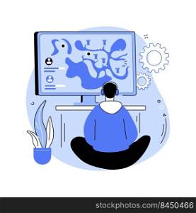 Computer video games isolated cartoon vector illustrations. Young man playing video game with laptops, virtual and augmented reality, modern technology, entertainment time vector cartoon.. Computer video games isolated cartoon vector illustrations.