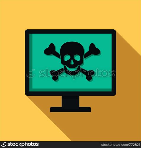 Computer virus attack icon. Flat illustration of computer virus attack vector icon for web design. Computer virus attack icon, flat style
