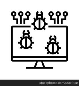 computer virus line icon vector. computer virus sign. isolated contour symbol black illustration. computer virus line icon vector illustration