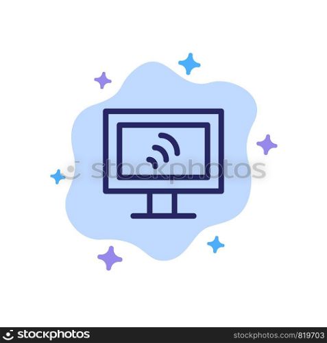 Computer, Wifi, Service Blue Icon on Abstract Cloud Background
