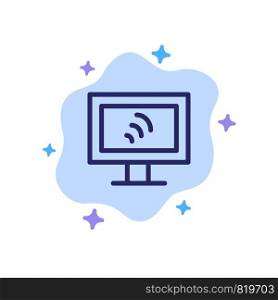 Computer, Wifi, Service Blue Icon on Abstract Cloud Background
