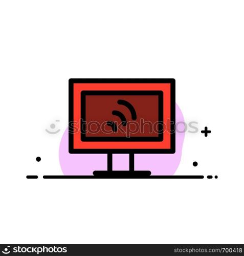 Computer, Wifi, Service Business Flat Line Filled Icon Vector Banner Template