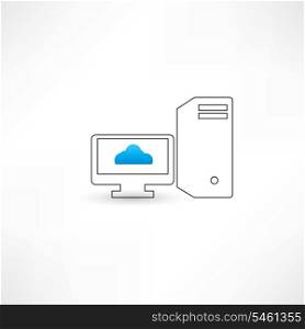 Computer with cloud on display