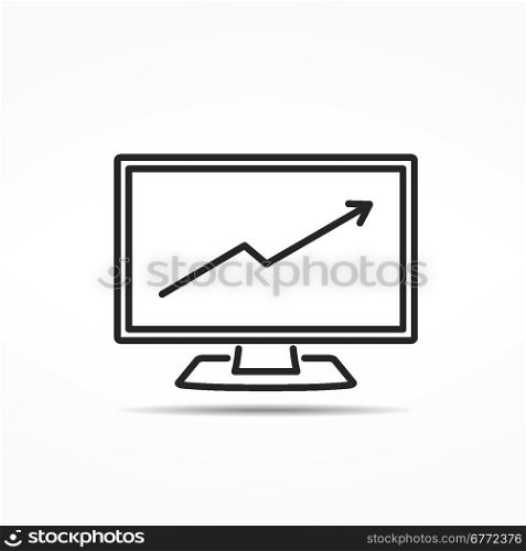 Computer with Graph Line Icon