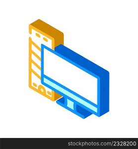 computer with monitor isometric icon vector. computer with monitor sign. isolated symbol illustration. computer with monitor isometric icon vector illustration