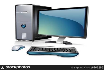 computer with monitor,keyboard and mouse