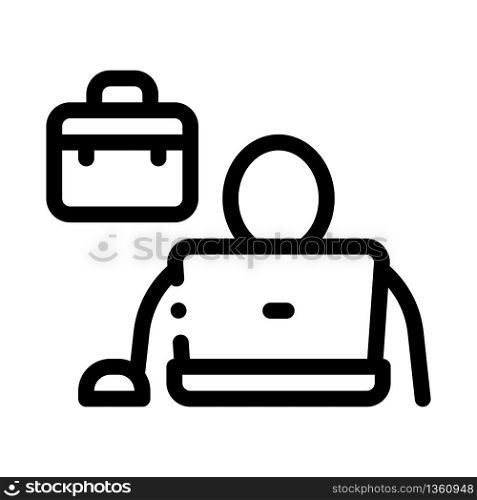 computer worker icon vector. computer worker sign. isolated contour symbol illustration. computer worker icon vector outline illustration