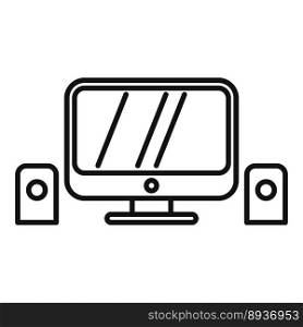 Computer workplace icon outline vector. Office table. Work chair. Computer workplace icon outline vector. Office table