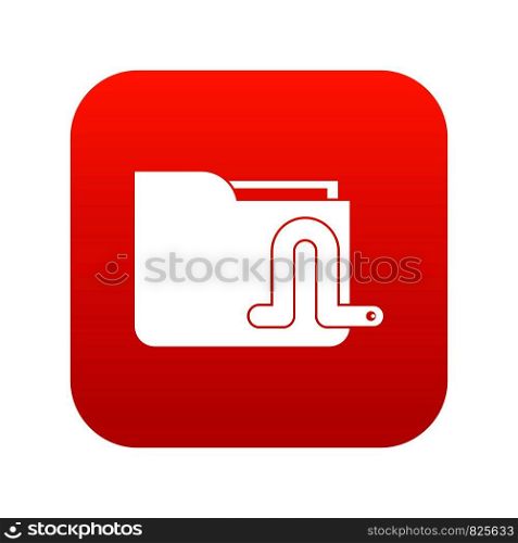 Computer worm icon digital red for any design isolated on white vector illustration. Computer worm icon digital red