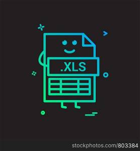 Computer xls file format type icon vector design