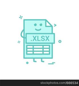 Computer xlsx file format type icon vector design