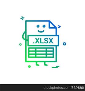 Computer xlsx file format type icon vector design