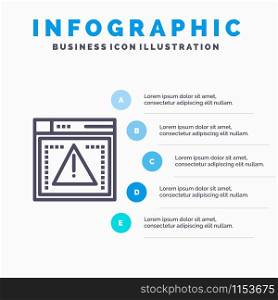 Computing, Coding, Error Blue Infographics Template 5 Steps. Vector Line Icon template