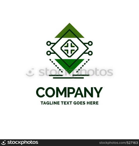 Computing, data, infrastructure, science, structure Flat Business Logo template. Creative Green Brand Name Design.