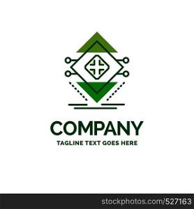 Computing, data, infrastructure, science, structure Flat Business Logo template. Creative Green Brand Name Design.