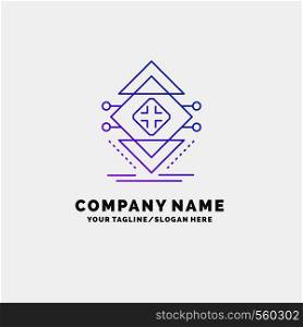 Computing, data, infrastructure, science, structure Purple Business Logo Template. Place for Tagline. Vector EPS10 Abstract Template background