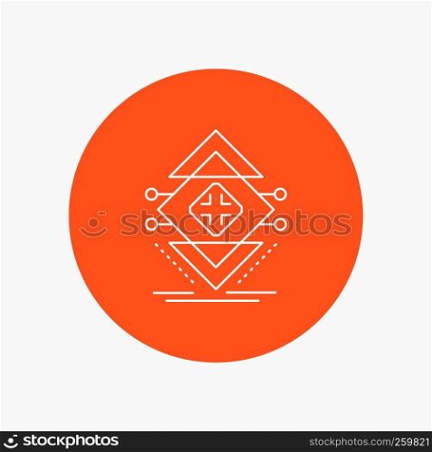 Computing, data, infrastructure, science, structure White Line Icon in Circle background. vector icon illustration