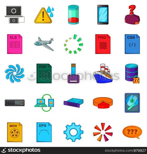 Computing icons set. Cartoon set of 25 computing vector icons for web isolated on white background. Computing icons set, cartoon style