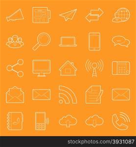 Comunication and web thin lines icons set vector graphic illustration design. Comunication and web thin lines icons set