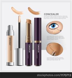 Concealer Cosmetic Package with Face Makeup Vector Illustration