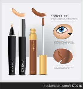 Concealer Cosmetic Package with Face Makeup Vector Illustration