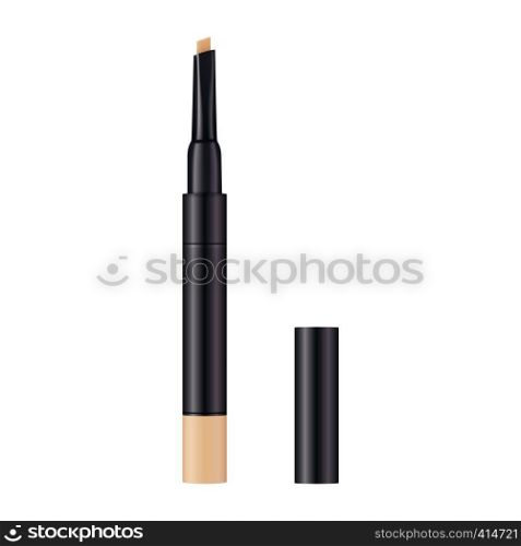Concealer make up design template. 3d realistic product. Cosmetics isolated on white. Vector Illustration.