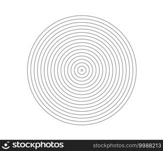 Concentric circle element. Black and white color ring. Abstract  vector illustration for sound wave, Monochrome graphic.