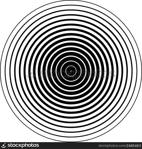 Concentric circle element. Black white ring. Abstract sound waves stock