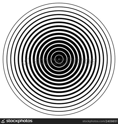 Concentric circle element. Black white ring. Abstract sound waves stock illustration