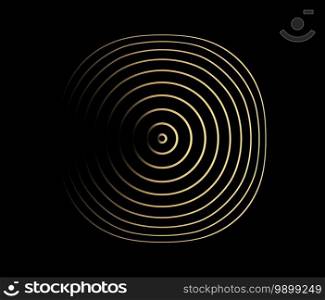 Concentric circle element. Gold luxurious color ring. Abstract  vector illustration for sound wave, golden graphic, Modern decoration for websites, posters, banners, template EPS10 vector