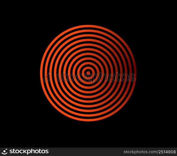 Concentric circle elements. Lush lava and orange color. Abstract element for graphic web design, Colorful template for print, textile, wrapping, decoration, vector illustration