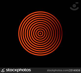 Concentric circle elements. Lush lava and orange color. Abstract element for graphic web design, Colorful template for print, textile, wrapping, decoration, vector illustration